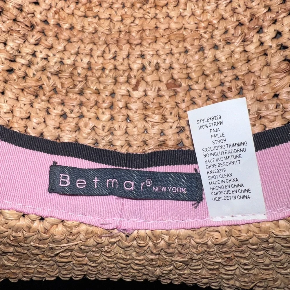 Betmar Tan Straw Hat with Pink Band - Picture 3 of 13